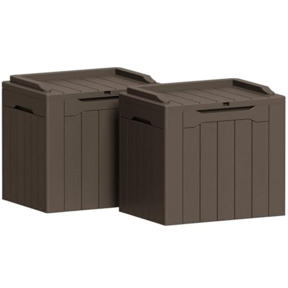 31 Gallon Deck Box for Outside All Weather Outdoor Storage Boxes for Patio Furniture Set Package Delivery Box Garden Tools Brown Set of 2