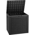 thumbnail image 1 of 31 Gallon Outdoor Deck Box Waterproof, Storage Box for Patio, Resin Storage Bench Lockable for Garden Tools, Package Delivery, Black, 1 of 6