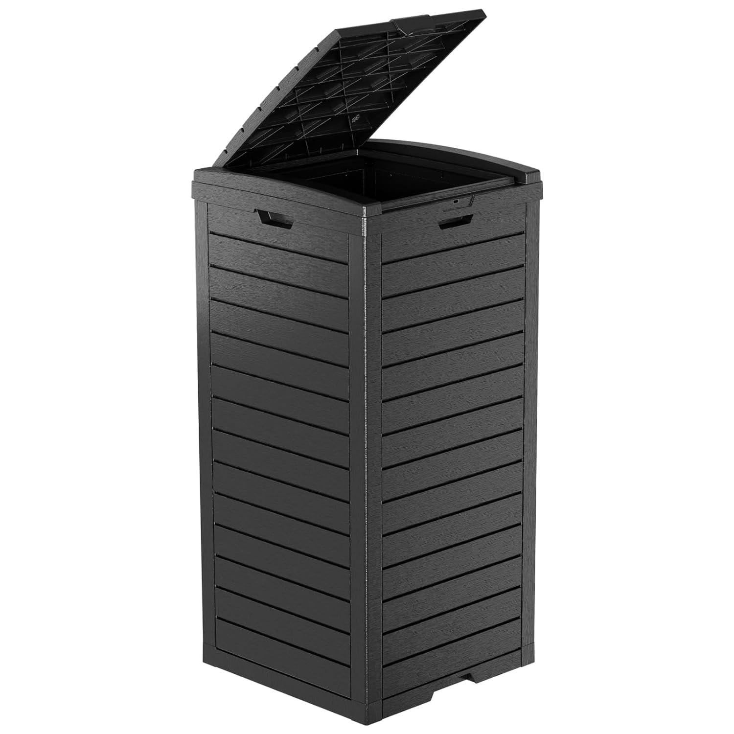 31 Gallon Outdoor Trash Can with Lid and Drip Tray, Waterproof Resin