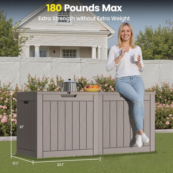 31 Gallon Waterproof Resin Deck Box - Lockable Outdoor Storage Bin for , Garden & More - Grey