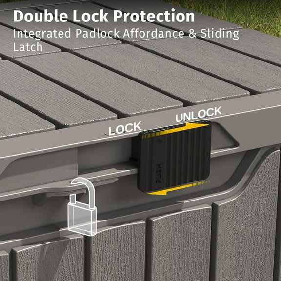 31 Gallon Waterproof Resin Storage Box with Latch for Deck, & Indoor Use - Resistant