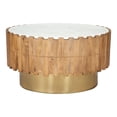 thumbnail image 1 of HomeRoots 565069 31 in. Gold Natural & White Iron Wood & Faux Marble Round Block Coffee Table, 1 of 5