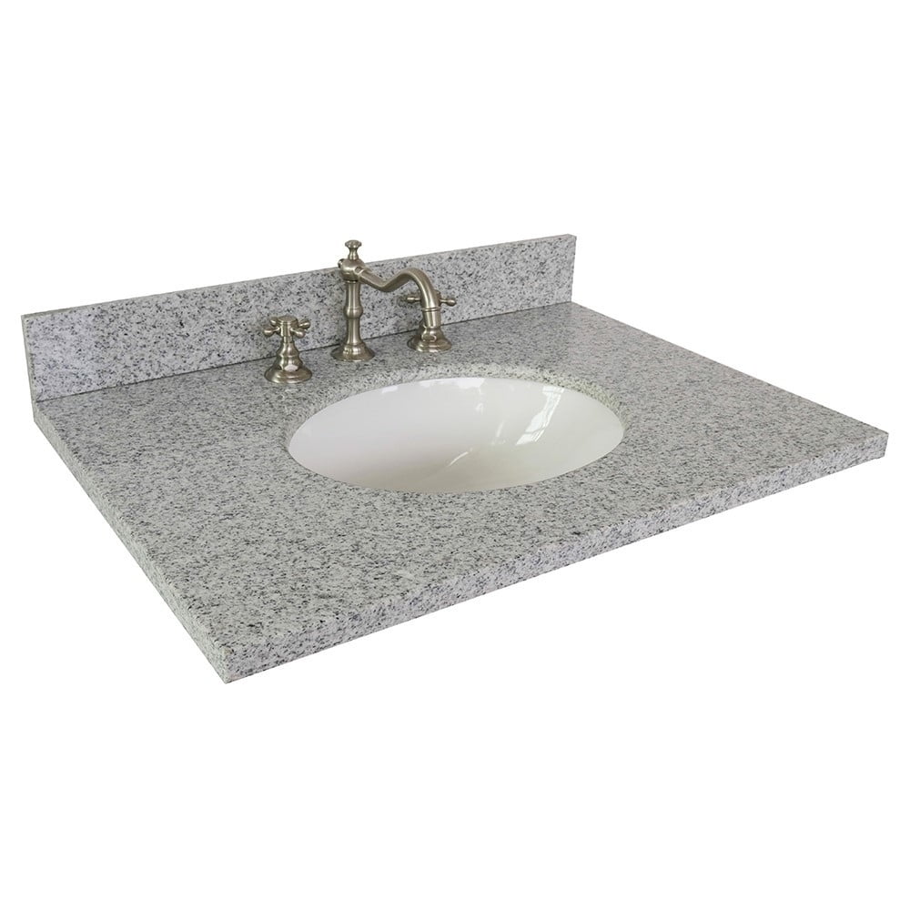 31 in. W Granite Vanity Top in Napoli with White Bowl and 4 in. Faucet Spread 31 in. W Granite Vanity Top in Napoli with White Bowl and 4 in. Faucet Spread