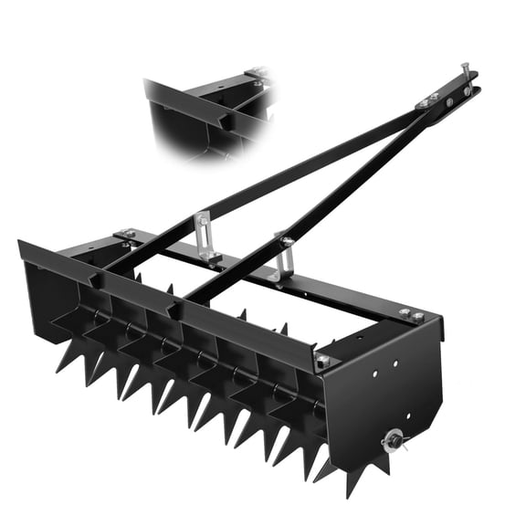31" Heavy Duty Tow Behind Lawn Aerator, 200 LBS Pull Behind Aerator with Star Steel Tines, Riding Mower & ATV Attachment For Lawn Care, Black