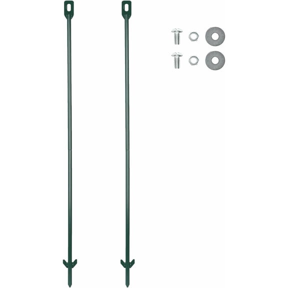 31'' Heavy Duty Yard Sign Stake, Solid Metal Support Stakes, 0.31'' Thick Steel Holder, Signs for Lawn, Garden, with Ground Spike & Anti-Wind Barbs, Baked Enamel (Green-2 Pack)