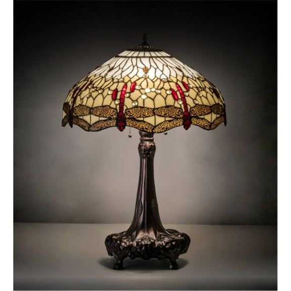 Meyda Lighting 31" High Tiffany Hanginghead Dragonfly Table Lamp