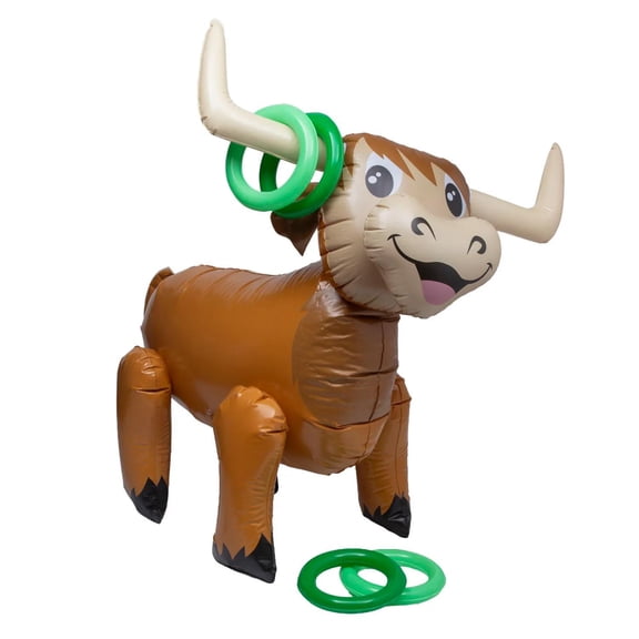 31" Highland Cow Inflatable Vinyl Ring Toss Game Set - 7 Pc.
