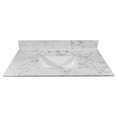 thumbnail image 1 of 31-Inch Carrara White Engineered Stone Vanity Top with Undermount Ceramic Sink, 3 Faucet Holes & Backsplash for Modern Bathroom Cabinets, 1 of 9