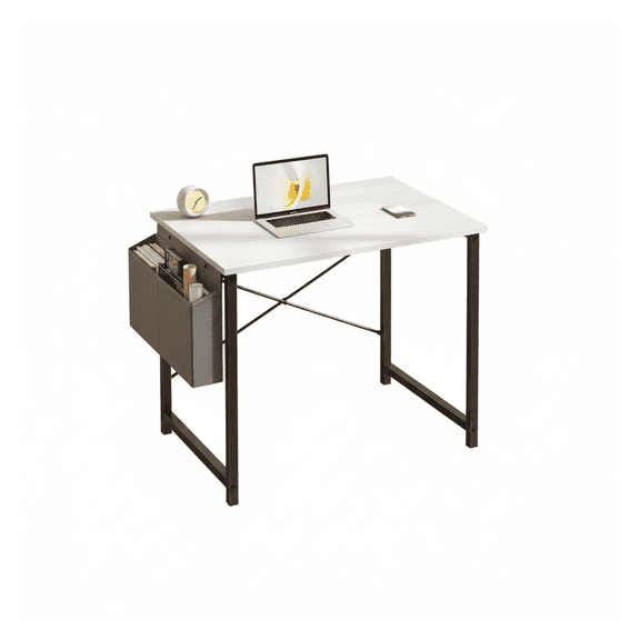 31 Inch Computer Desk for Home Office, Modern Study Desk with X-Shaped Legs - Simple Writing Table for Bedroom, Living Room, Solid Wood Top