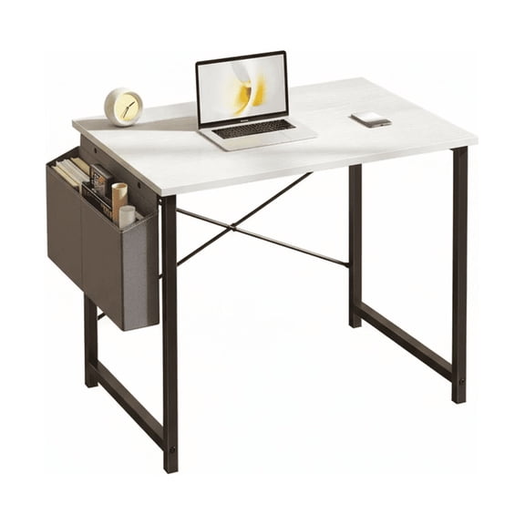 31 Inch Computer Desk for Home Office, Modern Study Desk with X-Shaped Legs - Simple Writing Table for Bedroom, Living Room, Solid Wood Top