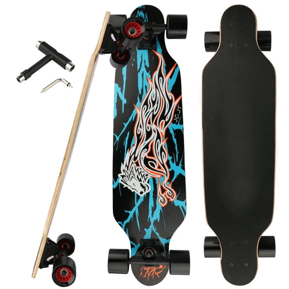 31 Inch Longboard Skateboard Complete Cruiser with T-Tool for Cruising and Carving (Lion)