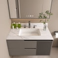 thumbnail image 1 of 31 Inch Marble Vanity Top, White Vanity Top with Pre-drilled Faucet Holes, Bathroom Vanity Top with Undermount Rectangular Middle Sink and 4" Height Backsplash,  Bianco Carrara Venato    RR, 1 of 16