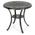 thumbnail image 1 of 31 Inch Patio Dining Table, Cast Aluminum Patio Table with Umbrella Hole, Round Outdoor Bistro Table for Backyard, Garden, Patio, Porch, Black with Antique Bronze Edging, 1 of 2