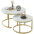 thumbnail image 1 of 31" Inch Round Nesting White Marble Coffee Tables, 1 of 2