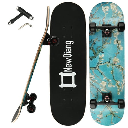 31 Inch Skateboard Complete for Beginner and Adults for Trick, Hybrid, Freestyle, Carving, Cruising, T-TOOL Included