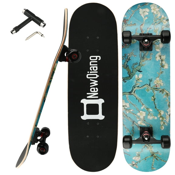 31 Inch Skateboard Complete for Beginner and Adults for Trick, Hybrid, Freestyle, Carving, Cruising, T-TOOL Included