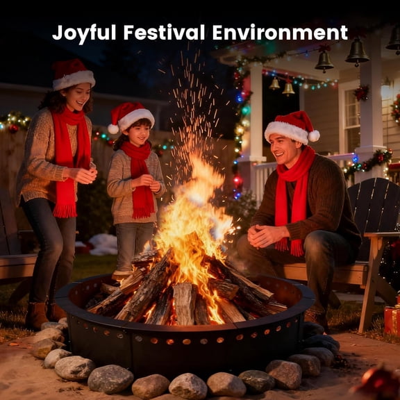 31 Inch Smokeless Fire Pit Ring Insert Outdoor, Heavy Duty Solid Metal Steel Round Firepit Rim Liner for Outside, 35 Inch Outer Diameter Campfire Ring, Above or In-Ground, for Camping Garden