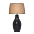 thumbnail image 1 of 31 Inch Table Lamp Indigo Blue Curved Pin Design Base Fabric Drum Shade- Saltoro Sherpi, 1 of 5