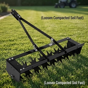 31 Inch Tow Behind Spike Aerator, 200 Lbs Pull Behind Lawn Aerator with 8 Star Steel Tines, Lawn Aerator Double Rod Frame Kit for Garden Yard Soil.