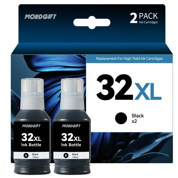 31 Ink 32XL Black Ink Bottle Set Compatible for HP 31 32 XL Ink Bottle Set for HP Smart Tank 7301 7001 7602 6001 5101 5102 Plus 651 551 455 457 450 2 Pack Ink