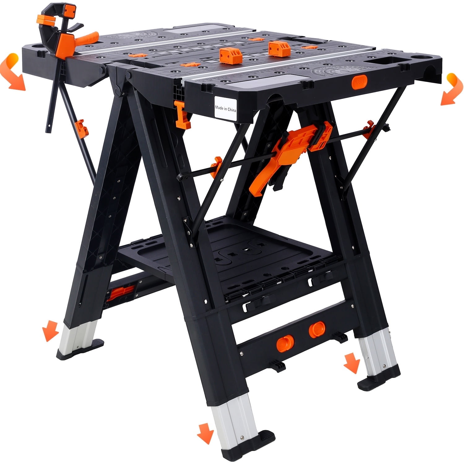 31''L Portable Folding Workbench, 28''-31''H Adjustable Work Table