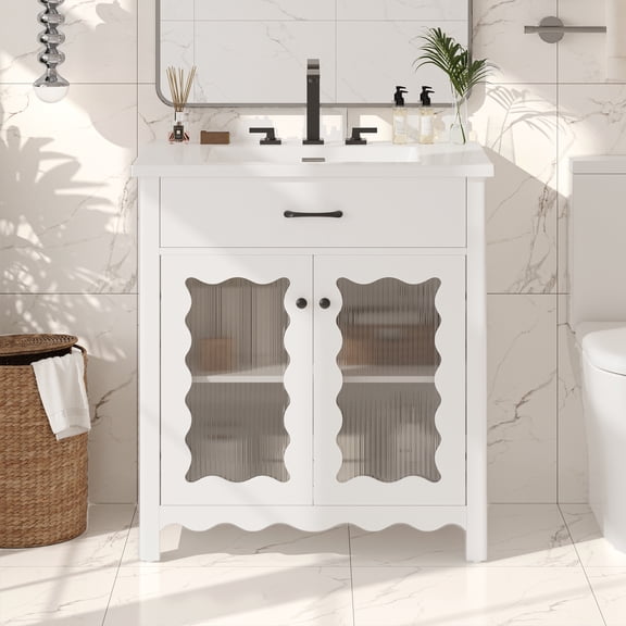 31 Modern Bathroom Vanity with Tempered Glass Sink Christopher Knight Home