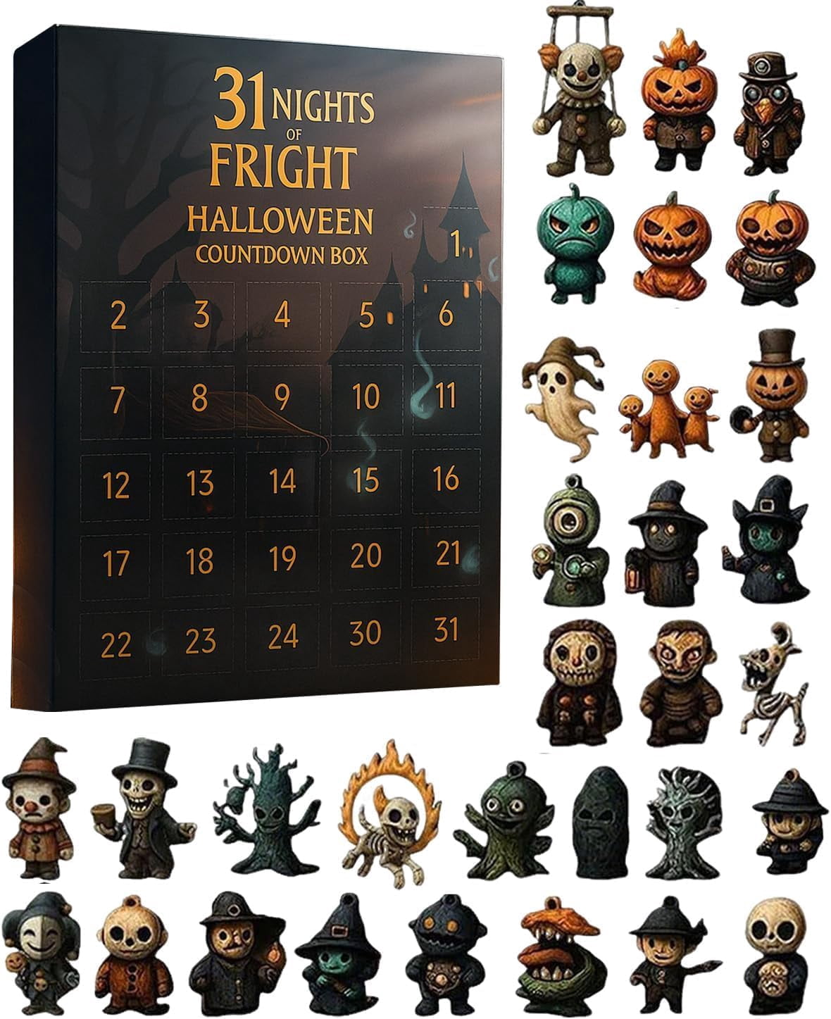 31 Nights of Fright - Halloween Countdown Box, with Figurines 2025 New ...