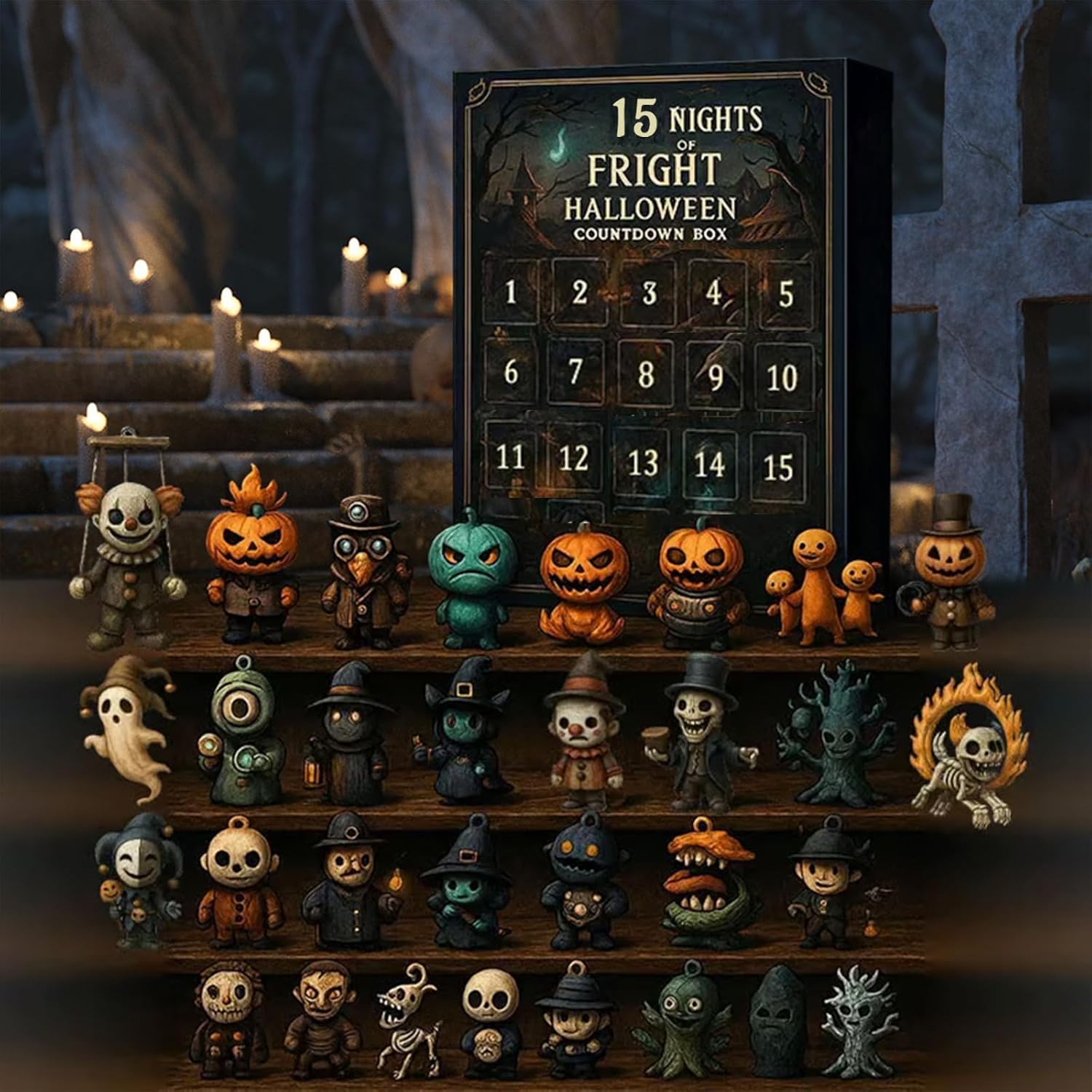 Calendrier De L'Avent Halloween 2025 - Boîte Compte à Rebours 31 Jours Avec Figurines Effrayantes - Décorations Collection