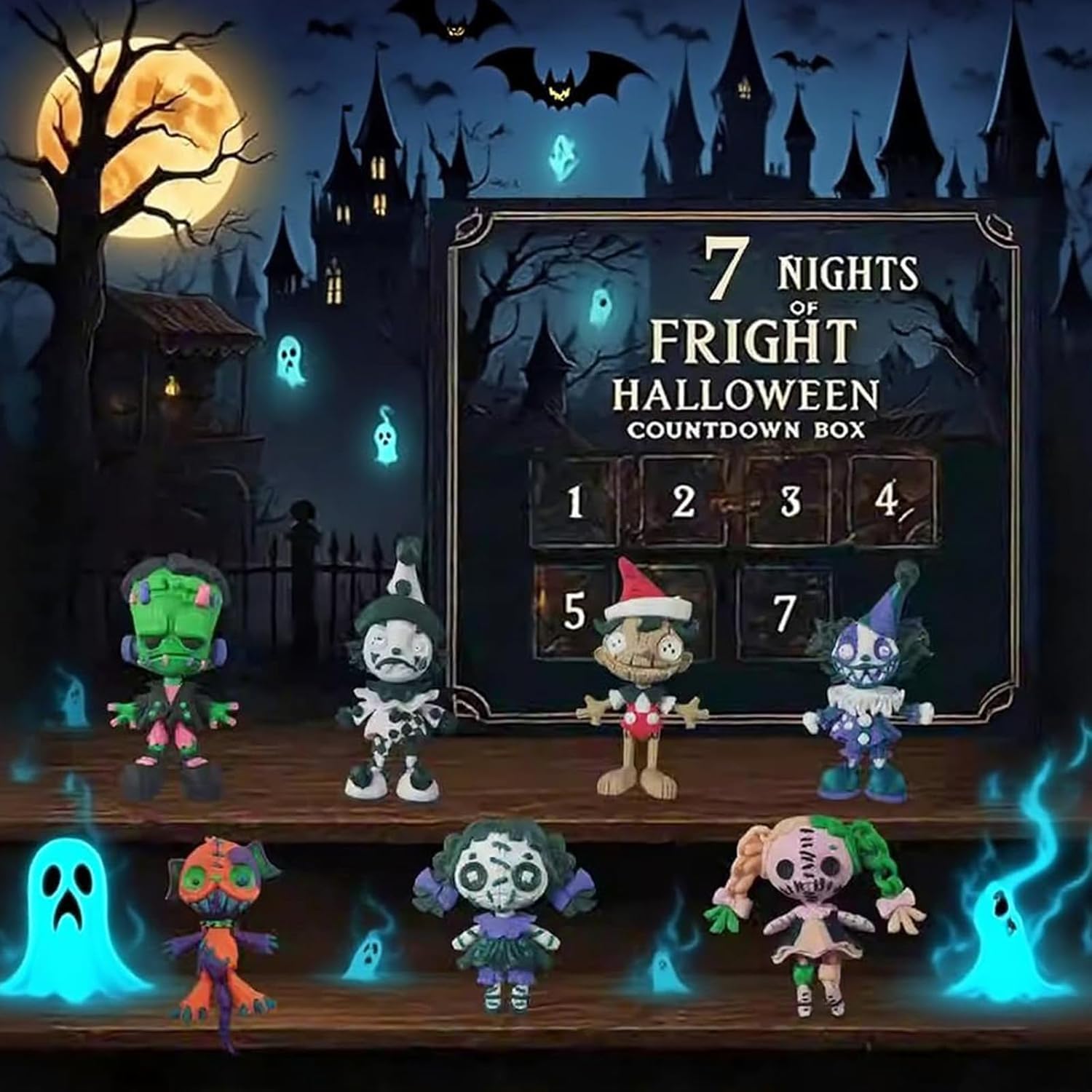 31 Nights of Fright - Halloween Countdown Box with Figurines, Halloween ...