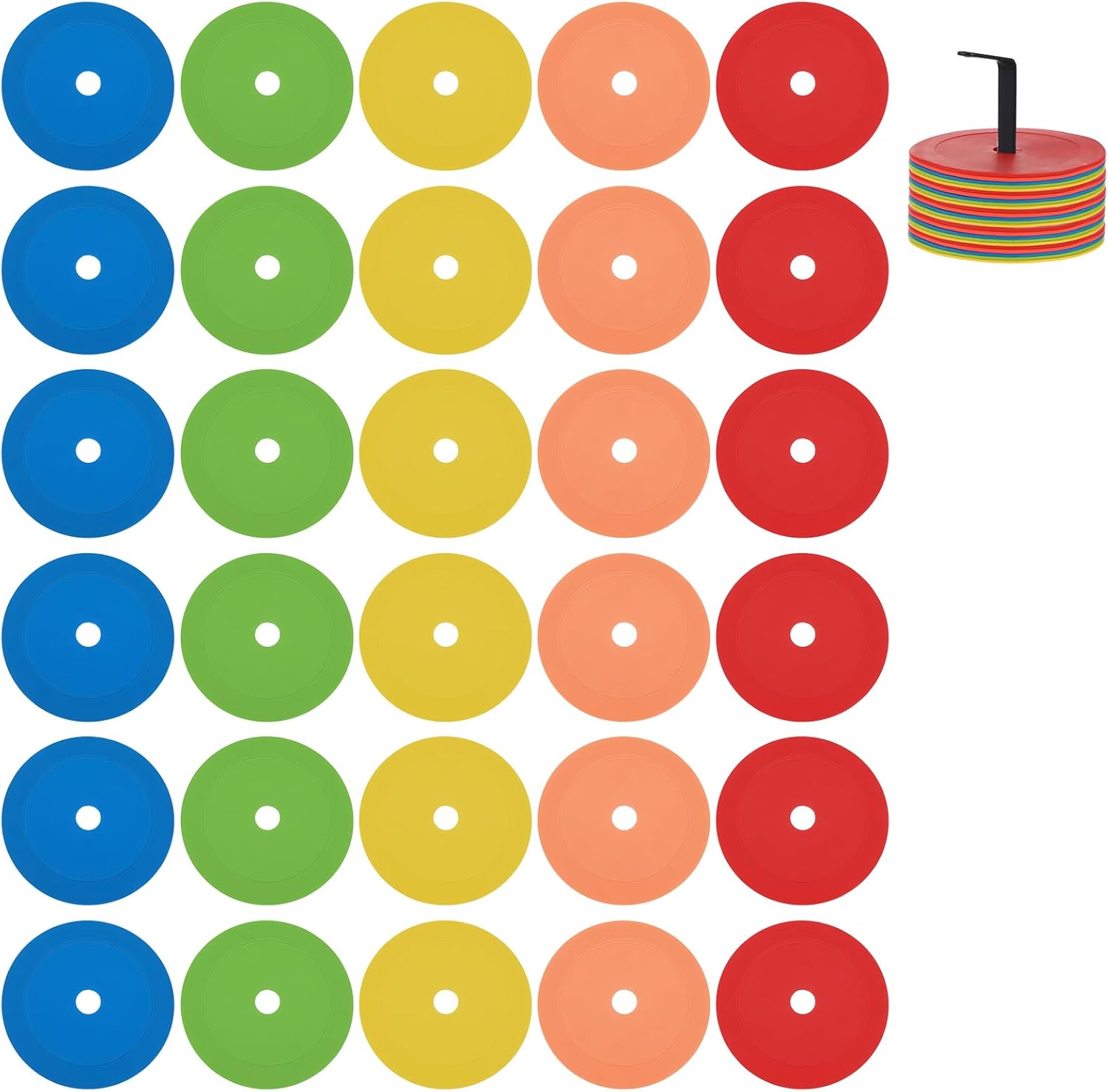 Rubber Dots For Gym Class Non-Slip Agility Markers - 60-Pack 4.72" Floor Dots For Sports Training, Dance & Classroom Games | 6 Bright Colors Non Slip Floor Dots