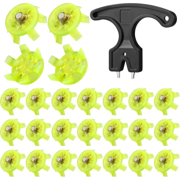 31 Pcs Golf Spikes Set Includes 30 Pcs Golf Cleats Replacement Black Cleats Spanner Metal Thread Screw 6 mm Dia Spike Tool for Lawn Cricket Shoe Player Lover(Green)