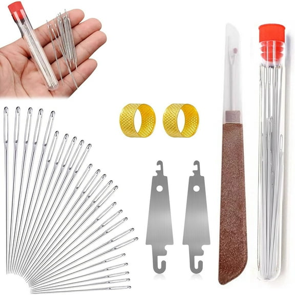 31-Piece Big Eye Hand Sewing Needles Set, Stainless Steel Long Thin Needles for Quilting Embroidery Crafting, Easy Threading for Seniors and All Skill Levels