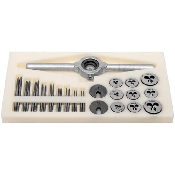 31-Piece Metric Tap and Die Set M1 M1.1-M2.5, High-Speed Steel Thread Repair Kit with Adjustable Wrench, Hand Tools Kit for Metal/Wood/Plastic, Portable Storage Case$$Tools & Hardware Other