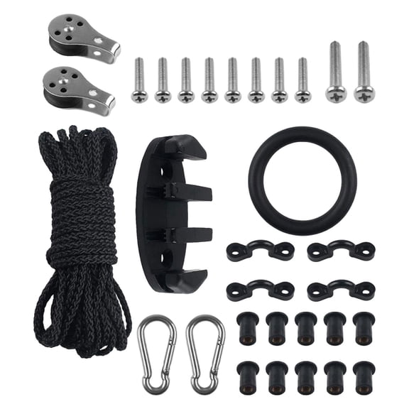 31 Pieces Marine Kayak Canoe Anchor Trolley Zig Cleat Hardware Portable Rigging O 30ft Rope for Water Sports