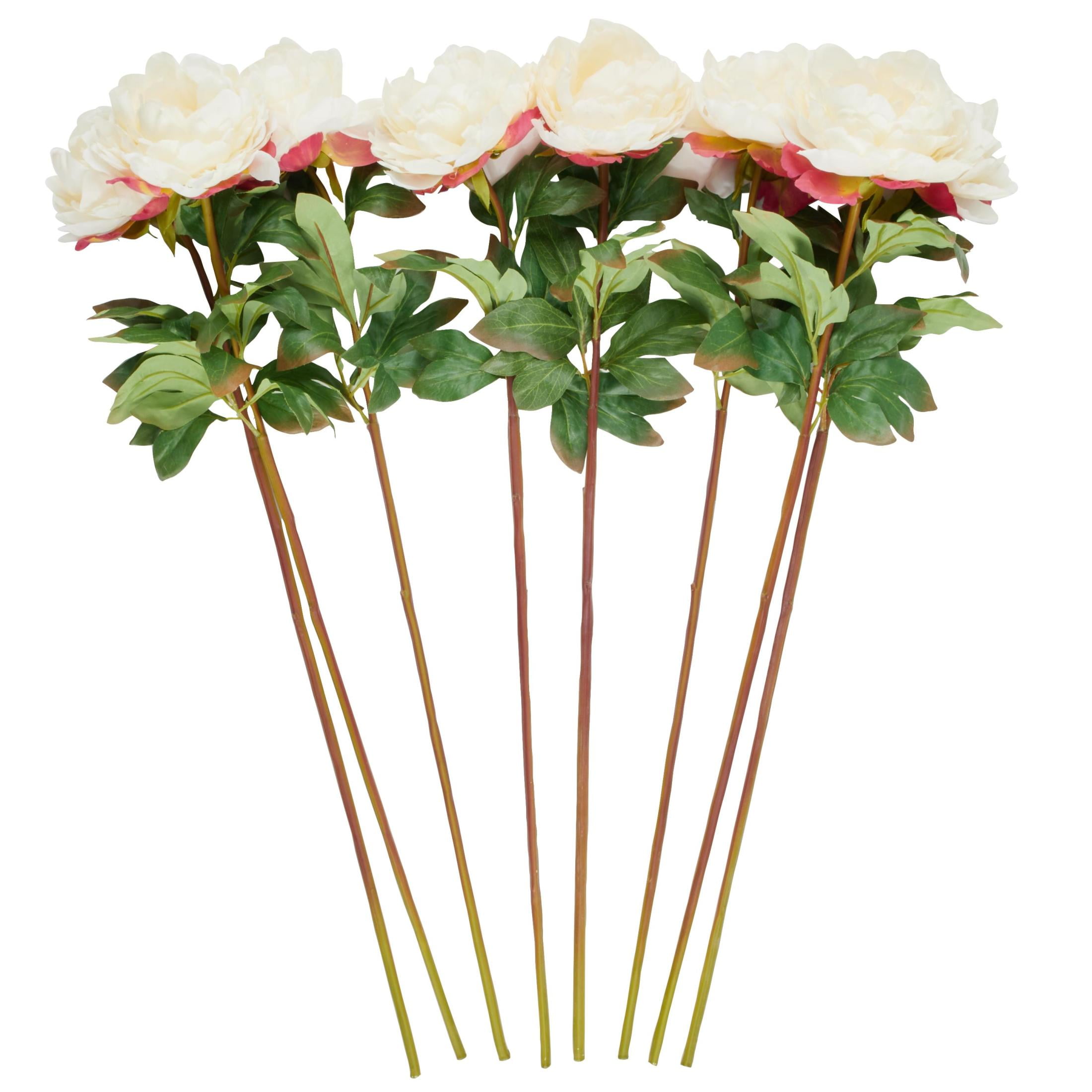 31" Plastic Floral Tall Peony Artificial Flower Stem in Pink Accents, by DecMode (8 Count)