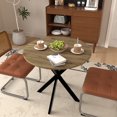 thumbnail image 1 of 31" Round Dining Table, Farmhouse Small Kitchen Table for 2-4 People, Space Saving Circle Dinner Table with Metal Legs, for Living Room, Small Space, 1 of 9