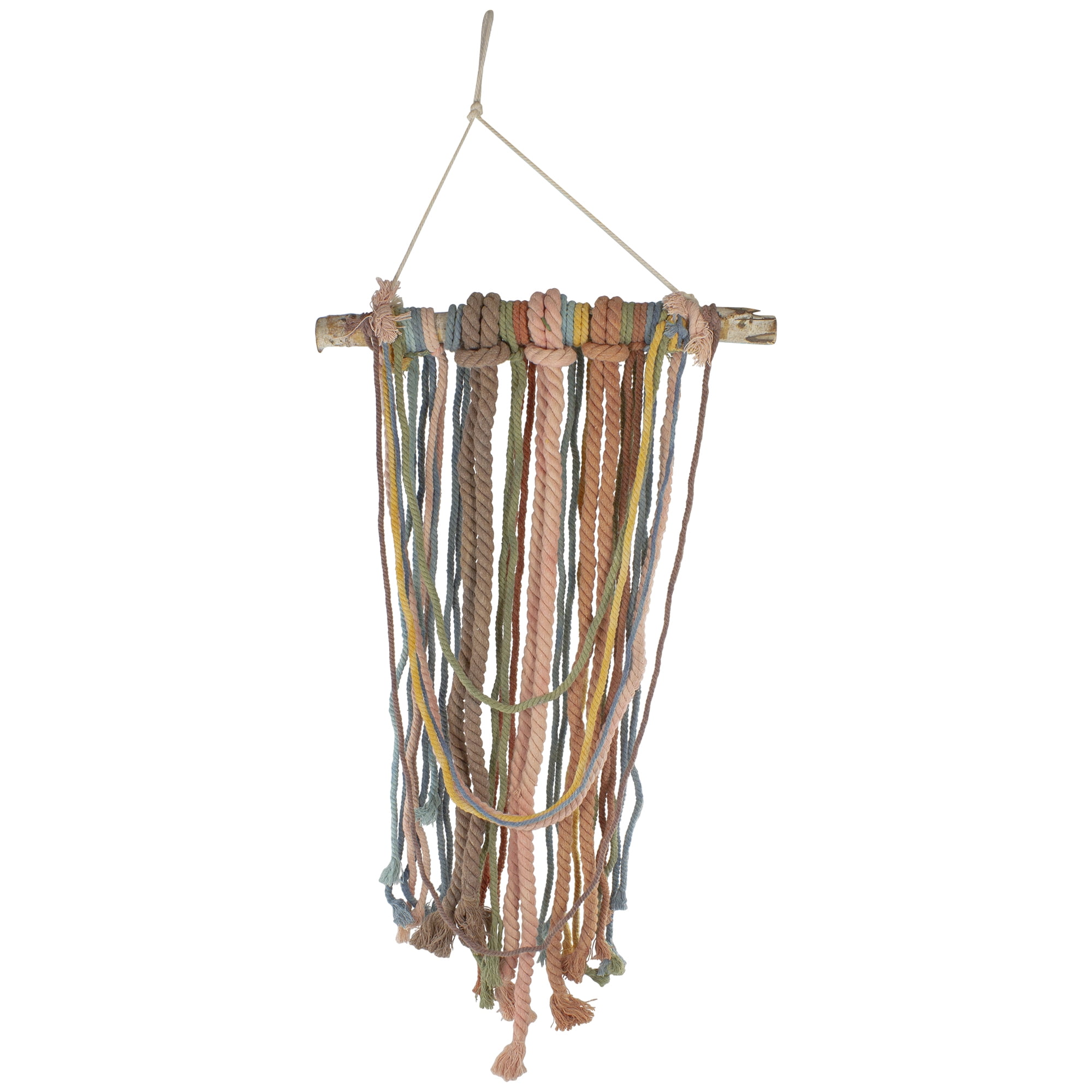 31" Rustic Knotted Rope Shade on Birch Branch Wall Art Decoration