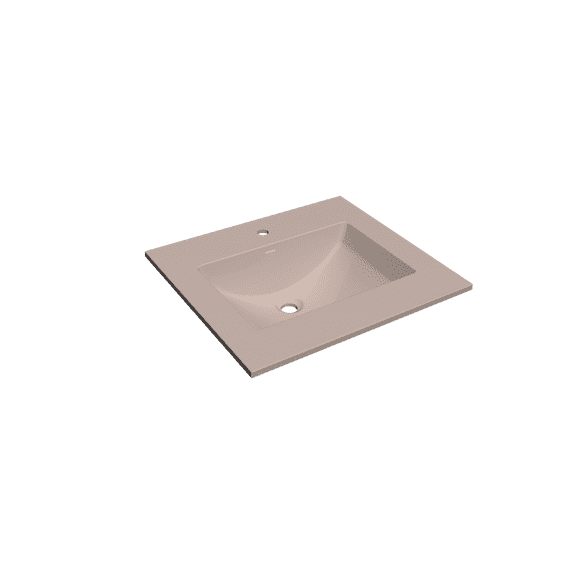 31" Solid Surface Polyurethane Resin Streamline Vanity Top with Sink-Durable, Consistent Cappuccino Color, Easy-to-Clean, Built-in Overflow, Single-Hole Faucet Mount