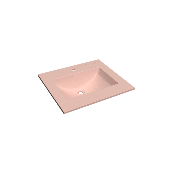 31" Solid Surface Polyurethane Resin Streamline Vanity Top with Sink-Durable, Consistent Pink Color, Easy-to-Clean, Built-in Overflow, Single-Hole Faucet Mount