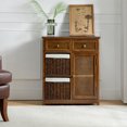 thumbnail image 1 of 31'' Solid Wood Accent Chest,Storage Cabinet with 4 Drawers,Door and 2 Tiers Shelves,Sideboard Buffet Cabinet for Living Room,Bedroom,Home Office,Walnut, 1 of 7