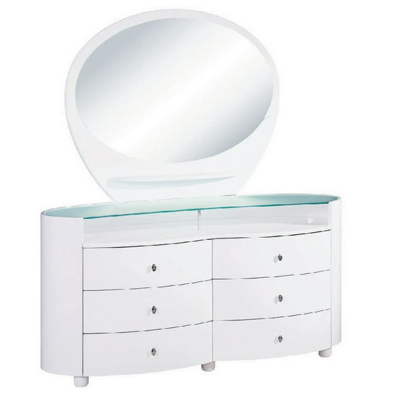 31" Sophisticated White High Gloss Dresser
