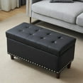 thumbnail image 1 of 31" Storage Ottoman Tufted Bed End Bench with Organization Faux Leather Foot Stool Toy Chest with Lid for Living Room, Bedroom, Entryway, Black, 1 of 13