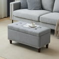 thumbnail image 1 of 31" Storage Ottoman Tufted Bed End Bench with Organization Linen Fabric Foot Stool Toy Chest with Lid for Living Room, Bedroom, Entryway, Gray, 1 of 13