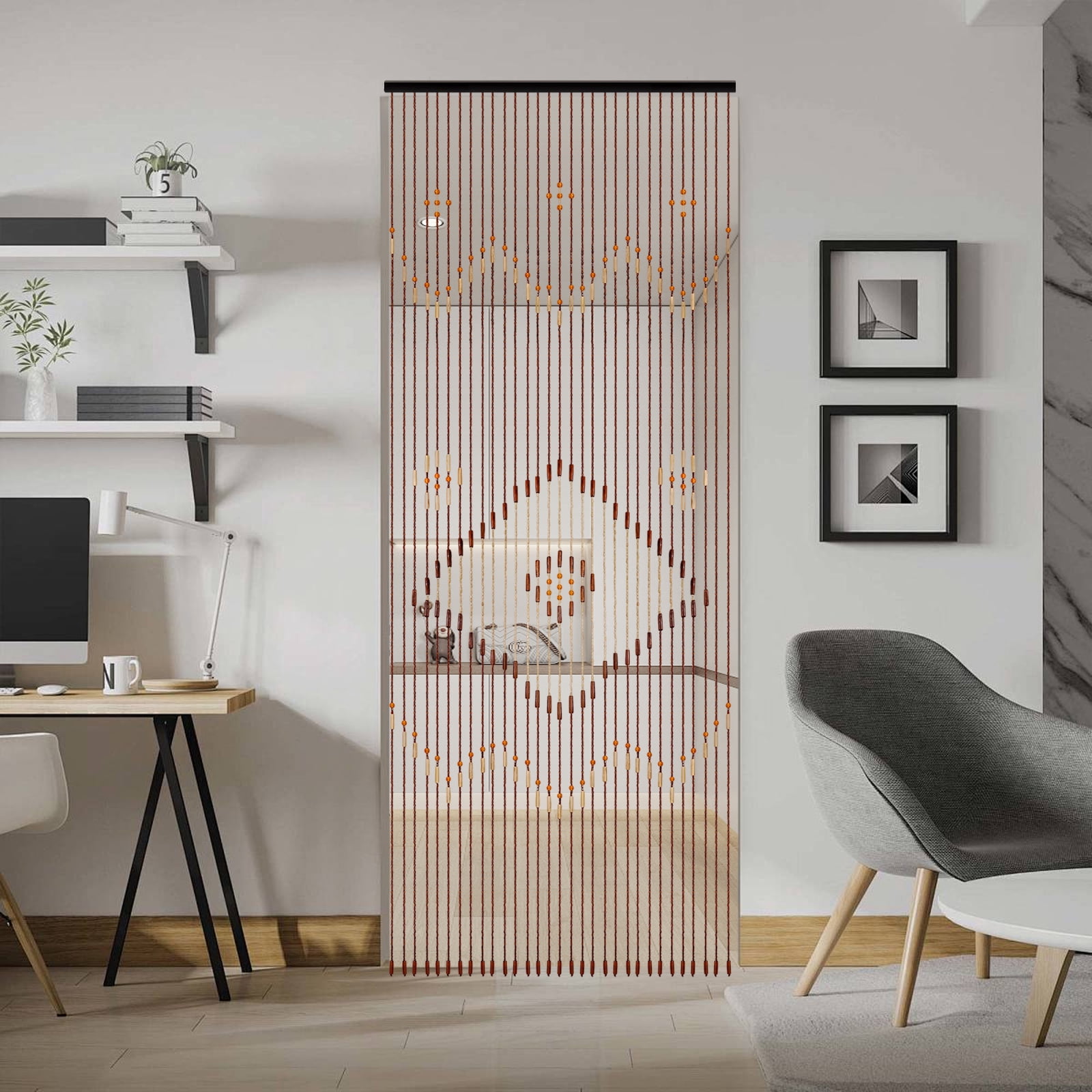 31 Strings Chocolate Brown Door Curtains Beaded Wooden Curtain Bead Curtain for Home Doorways Wardrobes Windows Bedroom Doors