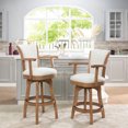thumbnail image 1 of 31” Swivel Counter Height Bar Stool, High Back Swivel Barstool with Upholstered Seat & Solid Wood Footrest, Counter Bar Stool for Kitchen Island & Pub, White, 1 of 9