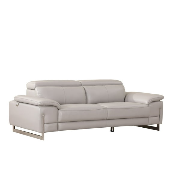 31" Tasteful Light Grey Leather Sofa