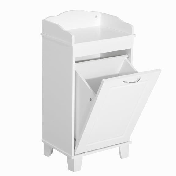 31" Tilt Out Laundry Hamper, Free Standing Home Organizer Hamper, Bathroom Storage Cabinet, White