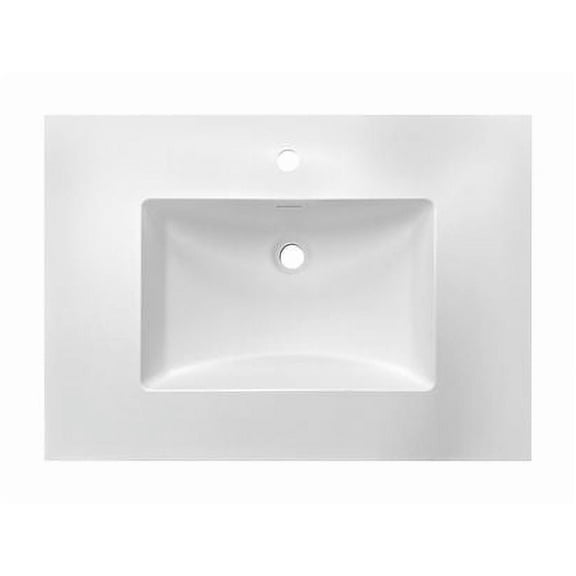 31" W x 22" D Solid Surface Polyurethane Resin Streamline Vanity Top With Sink, Durable, Consistent Color, Easy-to-Clean, Built-in Overflow