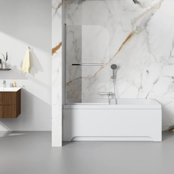 Kaisneo Frameless Tempered 31in x 55in, 0.25in Thick Shower Enclosure