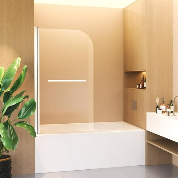 31" W x 55" H Frameless Tub Shower Door, 180° Pivot Bathtub Shower Door with 1/4"(6mm) Thick SGCC Tempered Glass Door, Reversible Installation, Chrome